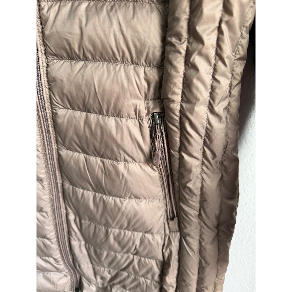 Aventure Womens Down Lightweight Puffer Jacket Hooded Mid Length Taupe/Bronze M - Picture 7 of 10
